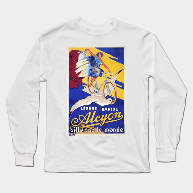 ALCYON CYCLES "Travel The World" French Bicycle Art Nouveau Vintage Advertisement Long Sleeve T-Shirt by vintageposters